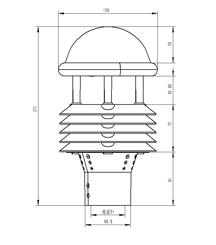 光伏發(fā)電環(huán)境監(jiān)測儀產品尺寸圖